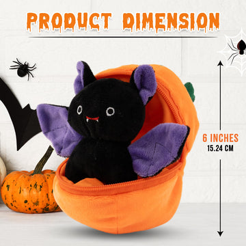 Plushland Halloween Zip-Up Pumpkin Stuffed Animal Plush Toys,Hideaway Spooky Black Cat Bat Ghost Plush Halloween Toy for Festive Decorations & Fun