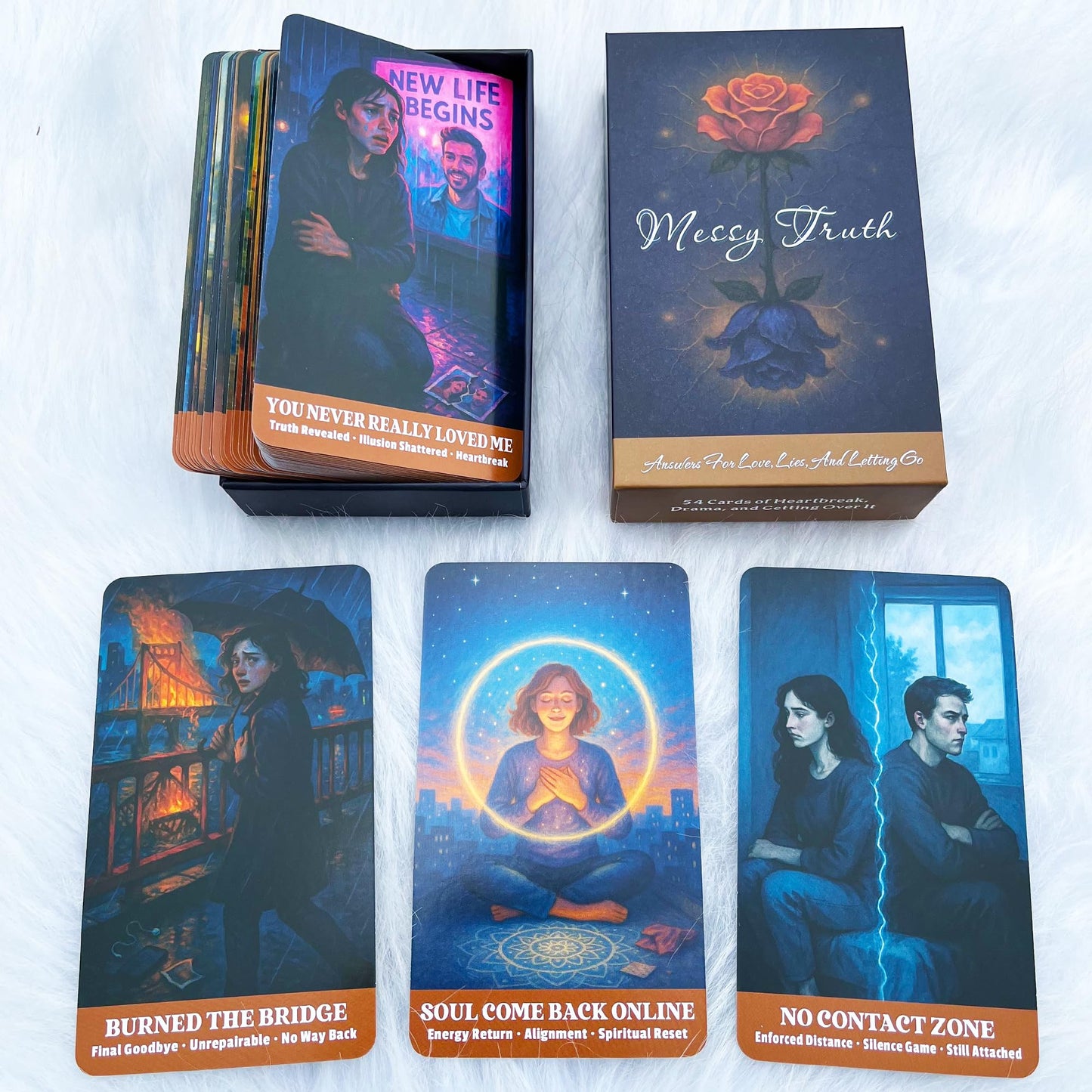 Messy Truth Oracle, Oracle Cards for Beginners, 54 Cards Deck for Love Relationship Clarity, Emotional Healing and No-Contact Reflection
