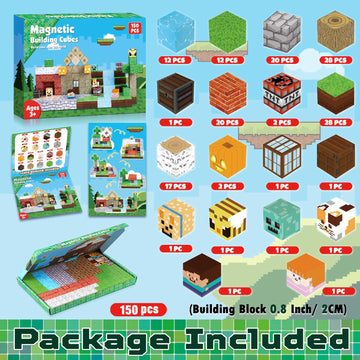 ToyUnited 150PCS Magnetic Blocks - Magnetic Building Blocks, Magnet Cubes Toys Stacking, Build Forest World Set, STEM Montessori Sensory Toys for Kids