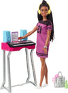 Barbie: Big City, Big Dreams Brooklyn” Roberts Doll (11.5-in, Brunette with Braids) & Music Studio Playset with Keyboard & Accessories, Gift for 3