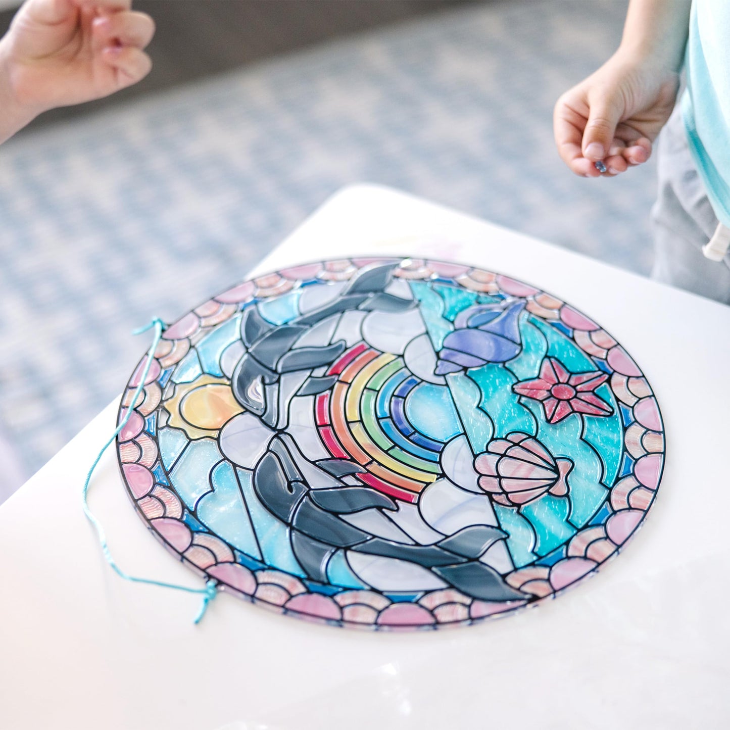 Melissa & Doug Stained Glass Made Easy Craft Kit: Dolphins - 180+ Stickers