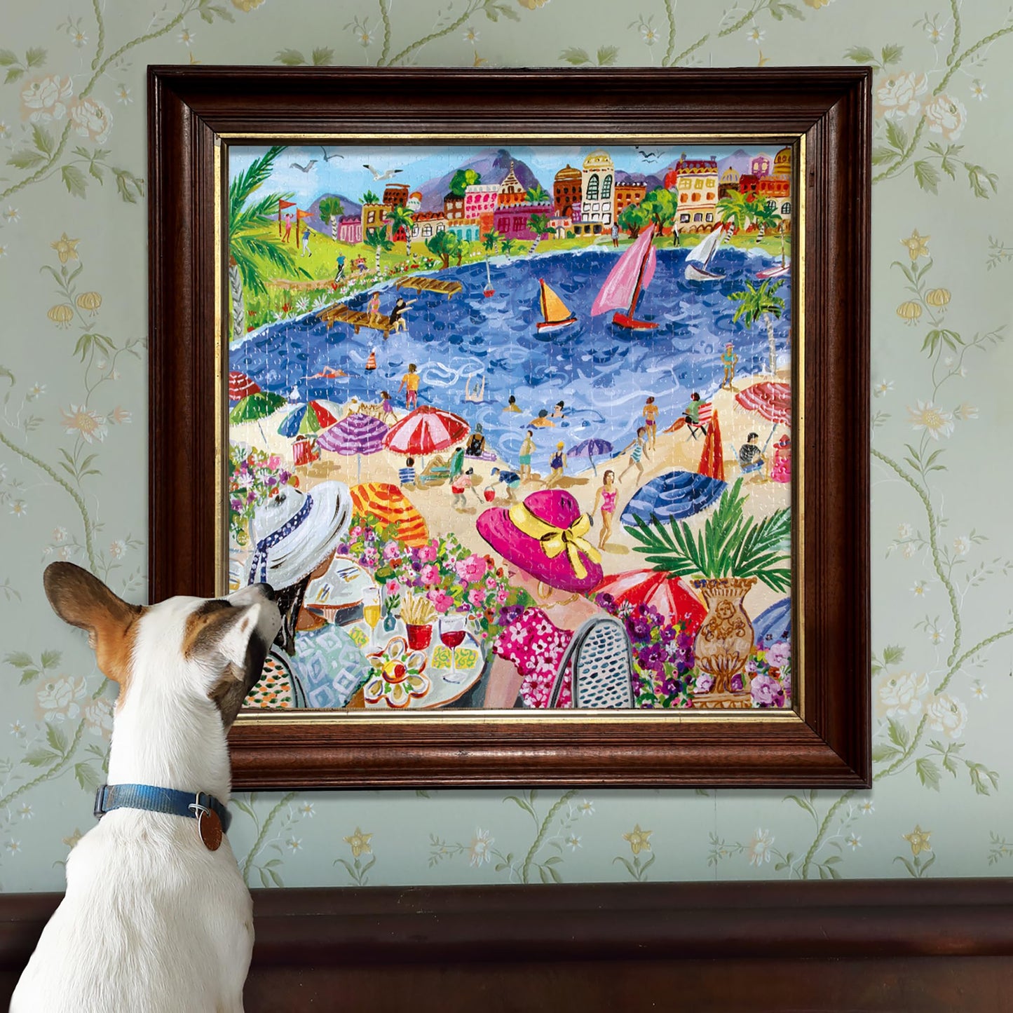 eeBoo 1000 Piece Puzzle - Lunch by The Sea Jigsaw Puzzle for Adults, Square 23" x 23" Made with Recycled Board & Vegetable-Based Ink