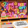 16" LED Light Up Drawing Board for Kids - Thickened Anti-Scratch Acrylic Glow Art Pad with 12 Markers - Neon Message Board & Night Light - Creative