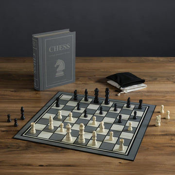 WS Game Company Chess Vintage Bookshelf Edition, Classic Strategy Game Set in Linen Wrapped Book Box & Slipcase - Full Size Folding Board, Wooden