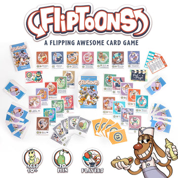Thunderworks Games: FlipToons | an Animated Deck-Building Card Game! | Easy to Learn Board Game with Classic Cartoon Style | Portable Small Box Family