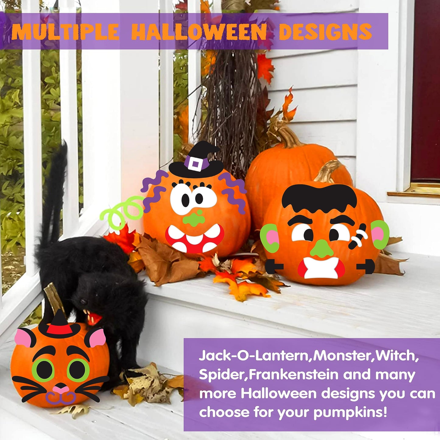 JOYIN 18 Packs Halloween Craft Foam Stickers, Arts Activities Party Supplies, Kids Party Favors, Pumpkin Decorating Kit, Jack O Lantern Face Sticker