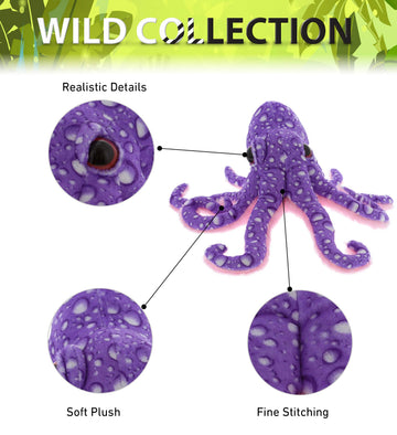 DolliBu Wild Stuffed Animal Soft Plush Collection, Best Buddy Animal Gift for Children, Adorable Nursery Zoo Sea Creature Peekaboo Critters - Purple