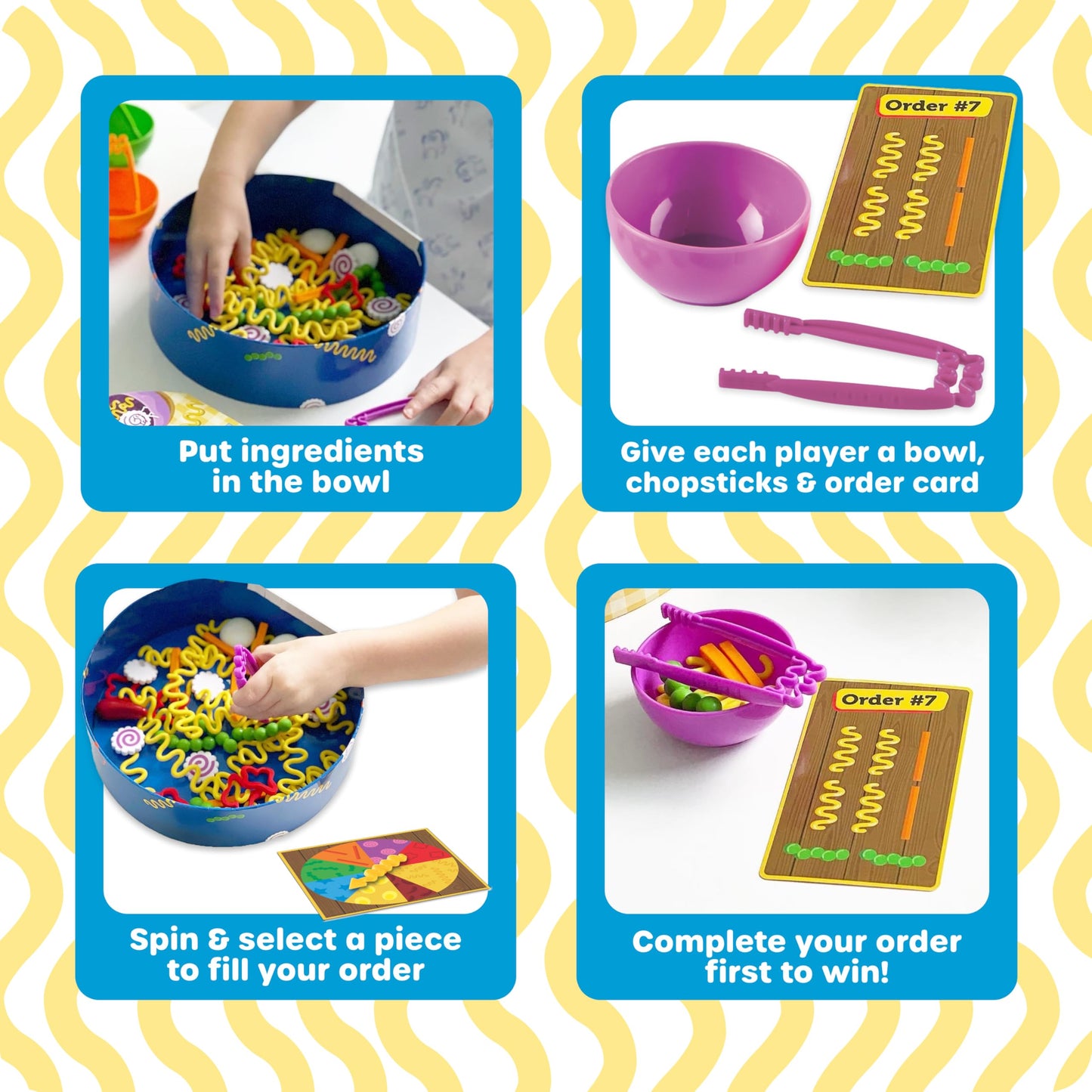 Learning Resources Noodle Knockout Fine Motor Game - Games for Kids Ages 4-8, Toddler Board Game, Educational Matching Kids Games, Preschool