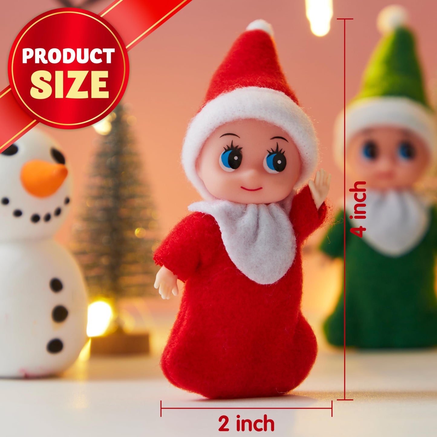 JOYIN Christmas 2PCS Tiny Elf Doll Christmas with 1 Red and 1 Green Elf Doll, Holiday Decoration Accessories Tiny Gift for Girls Boys Kids Adults