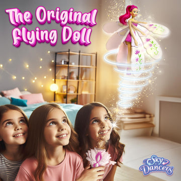 Sky Dancers Flying Doll - Fuchsia Fantasy | Original 90s Throwback Toy that Really Flies | Pull-String Powered, No Batteries Needed | Magical Gift for