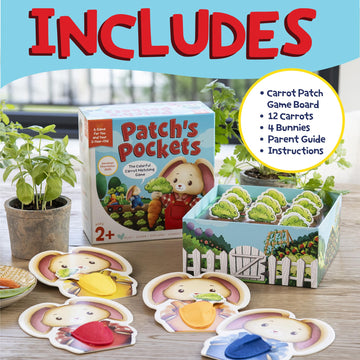 Peaceable Kingdom Patch's Pockets Color Matching Game for Toddlers - Fun Bunny & Carrot Game - Develops Fine Motor Skills & Color Recognition in 2