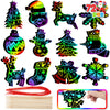 JOYIN 72 Pcs Christmas Scratch Art Ornaments, Scratch Paper Craft Kit Include Snowman, Snowflakes, Christmas Tree, and Reindeer, Rainbow Color Scratch