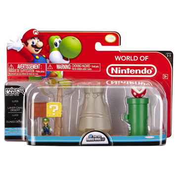 Nintendo Mario Bros Universe Micro Land Wave 1: Layer Cake Desert with Luigi Playset, 3-Pack