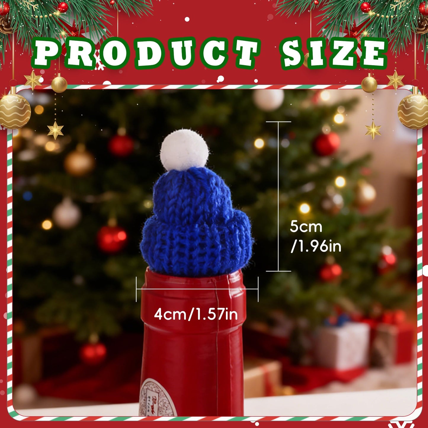 JITUIHOM 100pcs Mini Christmas Hat Set Mini Knitted Doll Hats Small Christmas Tree Decorations Santa Snowman Hats DIY Craft Toys Wine Bottle Ornaments