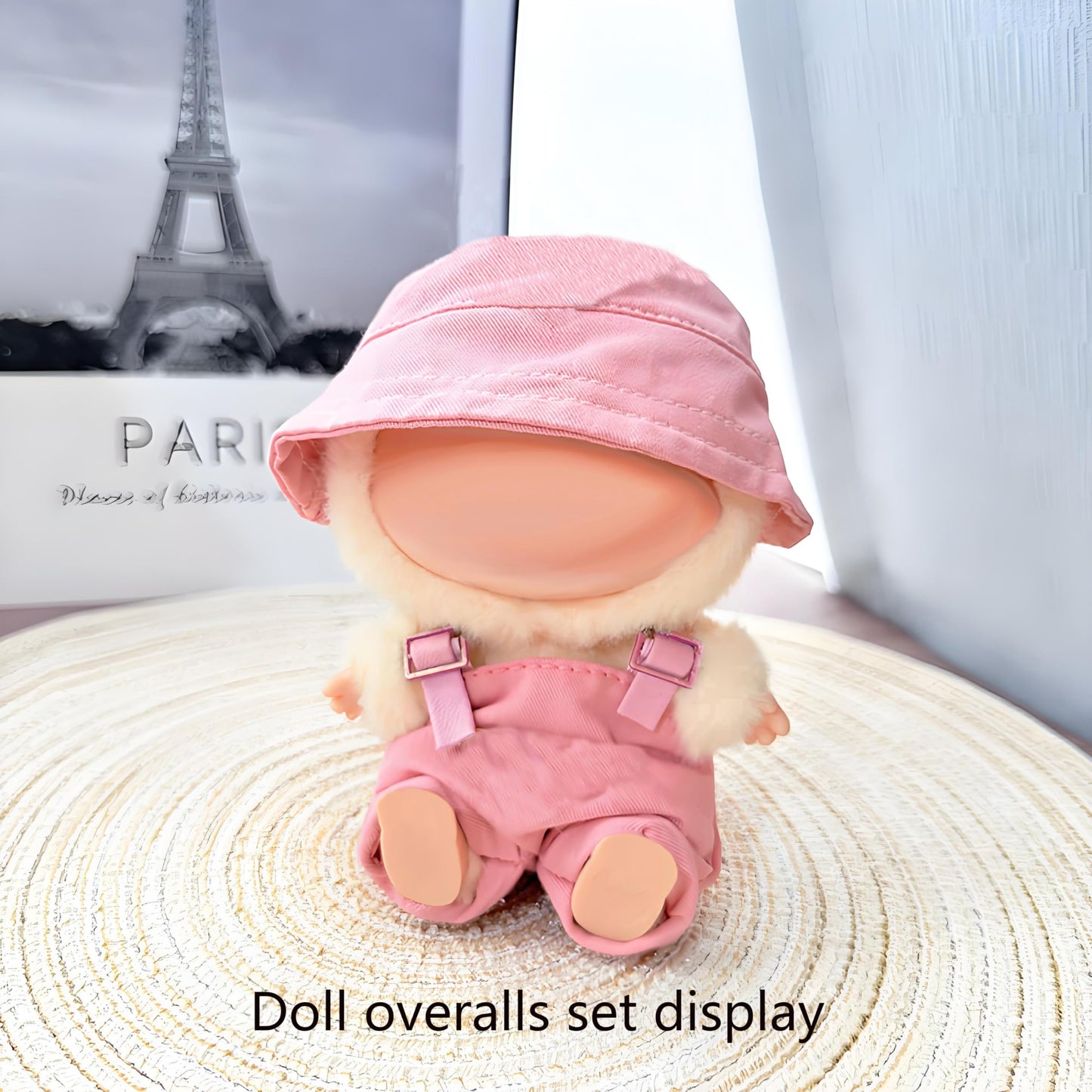 Complete Cute Outfit for 17cm Collectible Dolls: Hat & Overalls Set - Ideal for Dressing Up Elf or Fantasy Style Figures (Pink-a)