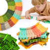 Extra 72 Track Pieces & 3 Glow Sticker Sheets Pack - Expand Your Racetrack Fun! Build Bigger, Race Faster, and Shine Brighter!