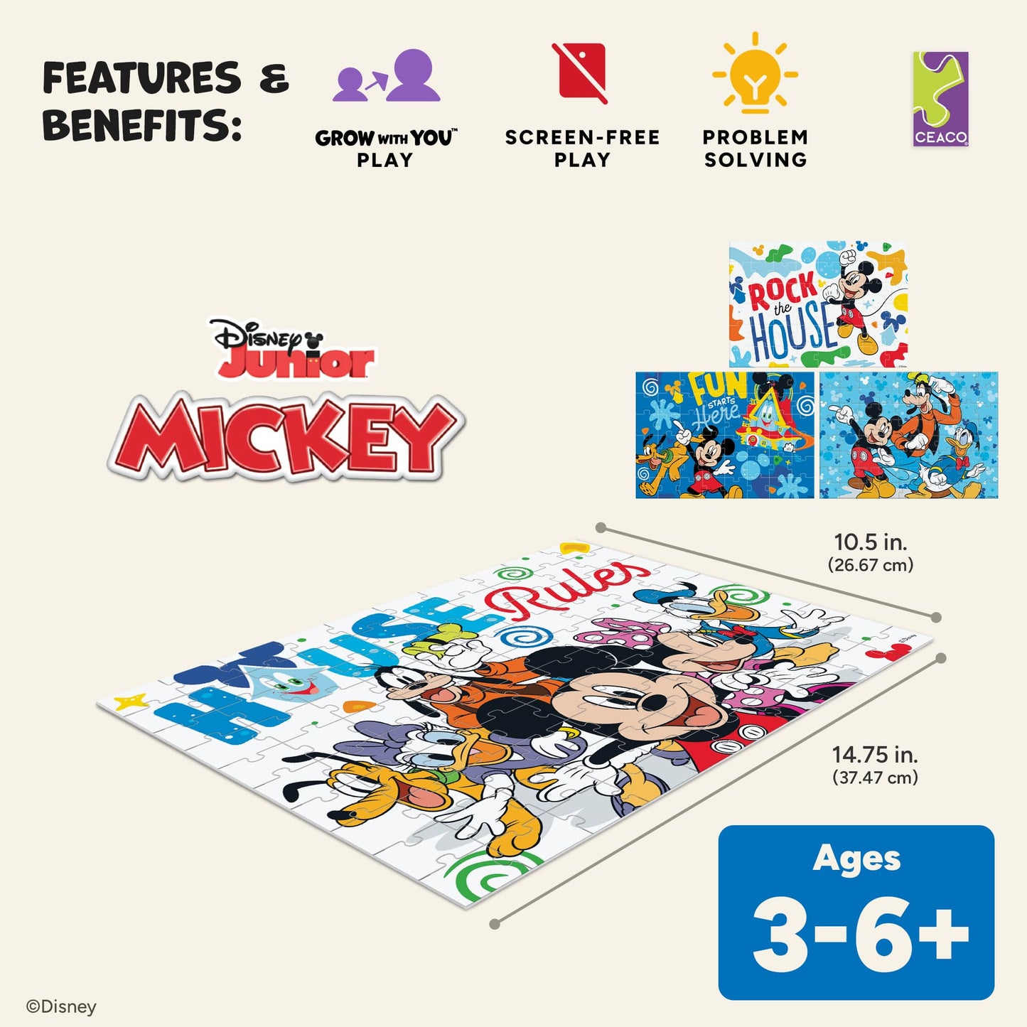 Ceaco - Disney - Mickey's Clubhouse - 4 X 1 Kids Multipack - Engaging Puzzle Perfect for Game Nights - Finished Size Varies