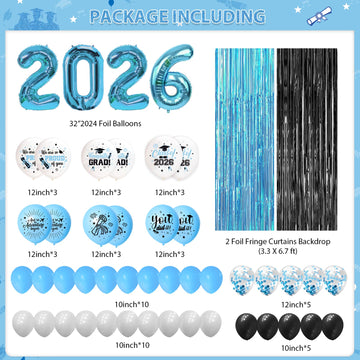 Light Blue Graduation Decorations 2026 Blue Congrats Grad Banner Class of 2026 Decorations Grad Party Decorations 2026 Graduation Banner