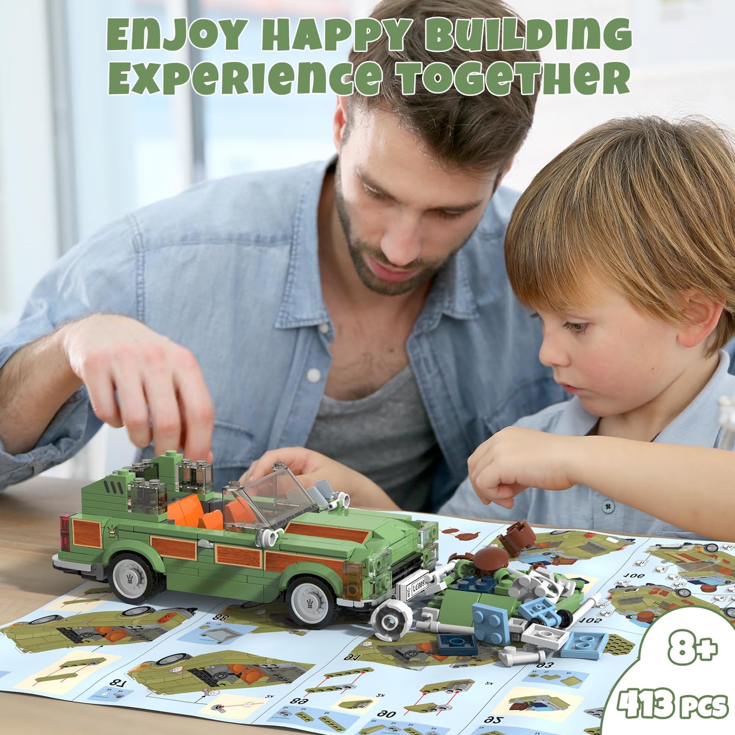 National Vacation Wagon Queen Truckster Building Set, Family Station Wagon Model Building Toys for Movie Fans, 413 Pcs Holiday Camper Toy Kit