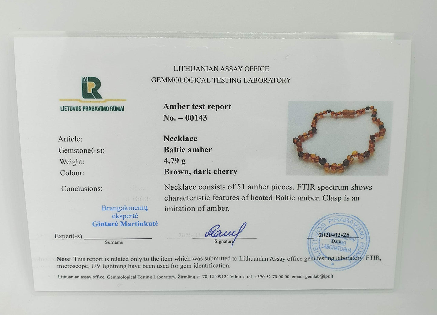 Genuine Amber Necklace from Baltic Sea Made with Polished Cherry Rose Quartz and Amethyst 34 cm (13.4 Inches)