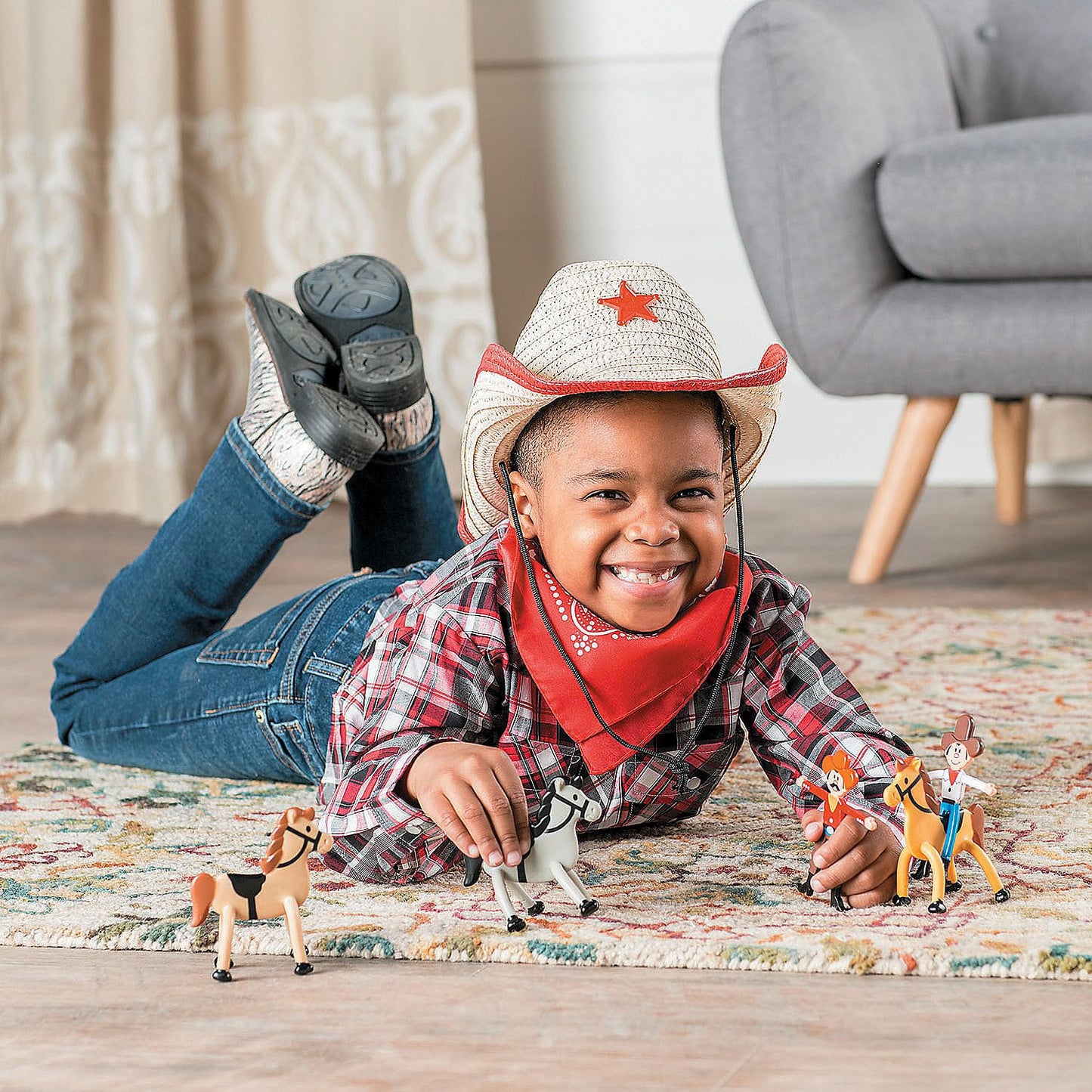 Fun Express Cowboy Bendable Toys Bulk Set of 24 - Western Party Favors for Kids | Cowgirl Rodeo Theme Birthday Decorations | Wild West Action Figures