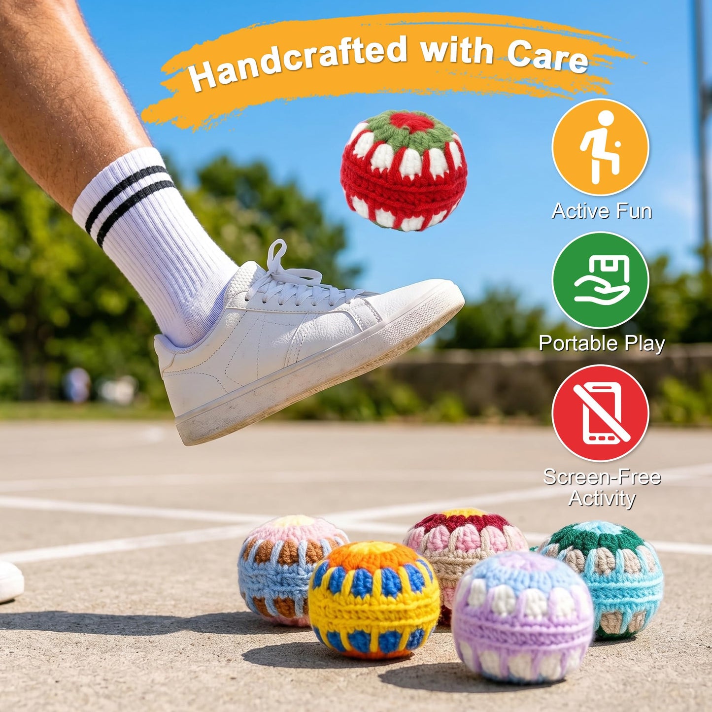 3 Pack Crochet Footbags Hacky Set