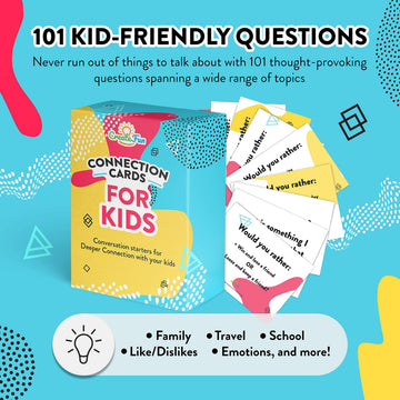 101 Conversation Cards for Kids - Family Question Games for Kids and Adults, Christmas Dinners, Game Nights, Holiday Gatherings & Gifts - Prompts