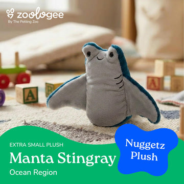 The Petting Zoo Manta Stingray Stuffed Animal Plushie, Gifts for Kids, Nuggetz Sealife Animals, Stingray Plush Toy, 6 inches