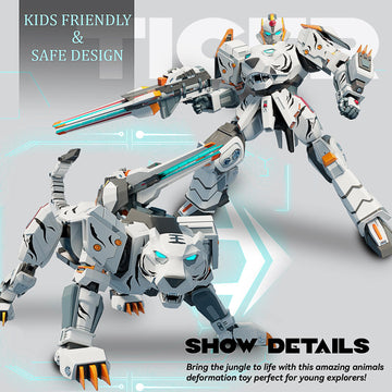CSDCSD Animals Transforming Robots Toy for Kids Deformation Tiger Action Figure Deformation Tiger Model, Portable Transforming Robot Toy Gift for Boys