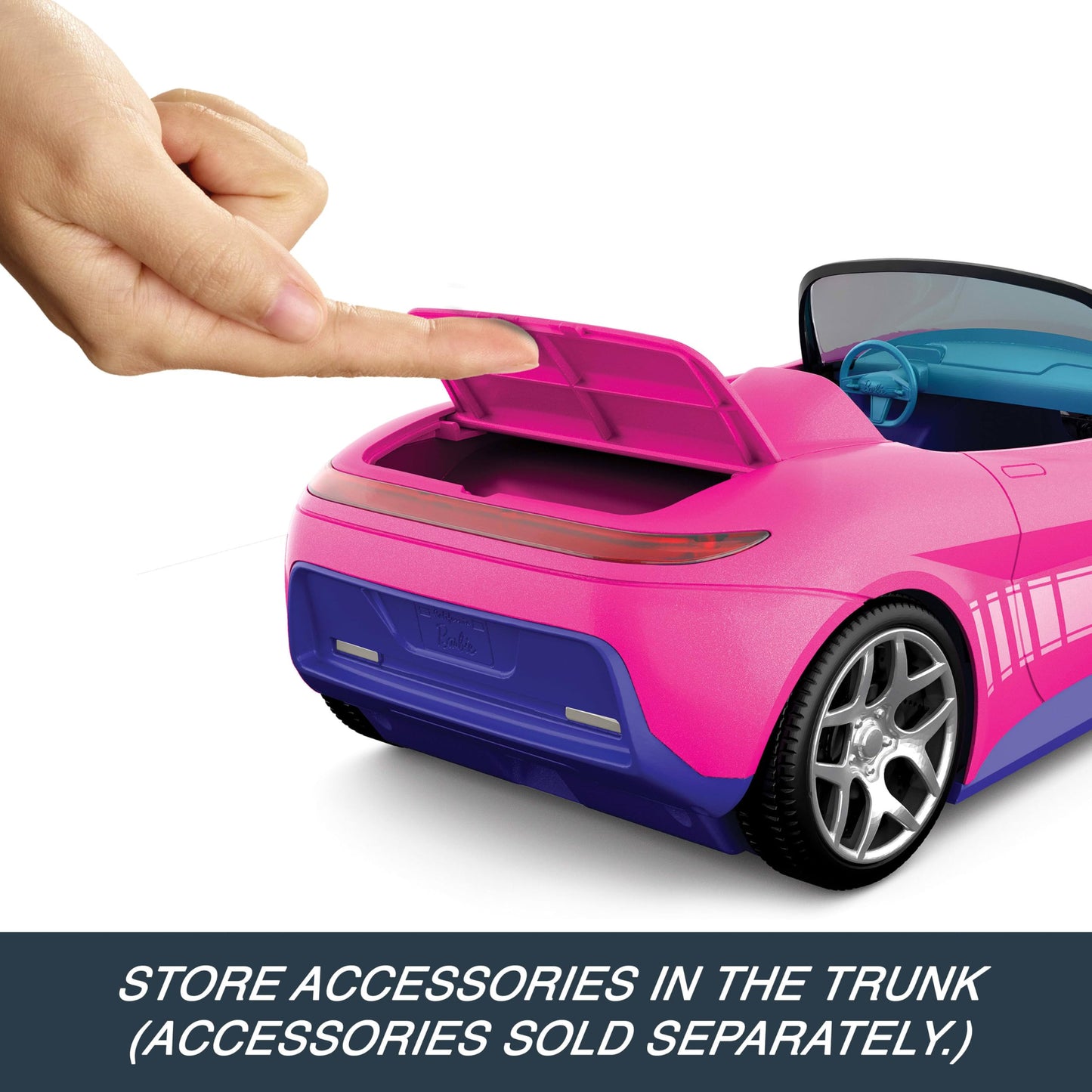 Hot Wheels Barbie RC Toy Car, Remote-Control Pink Convertible, Can Hold 2 Barbie Fashion Dolls & Trunk Opens for Storage, Sticker Sheet