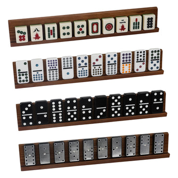 Bucher&Rossini Domino Racks 4packs - Authored Design Nut Brown Tile Holders for Dominoes Set Mexican Trains Mahjoon Chickenfoot