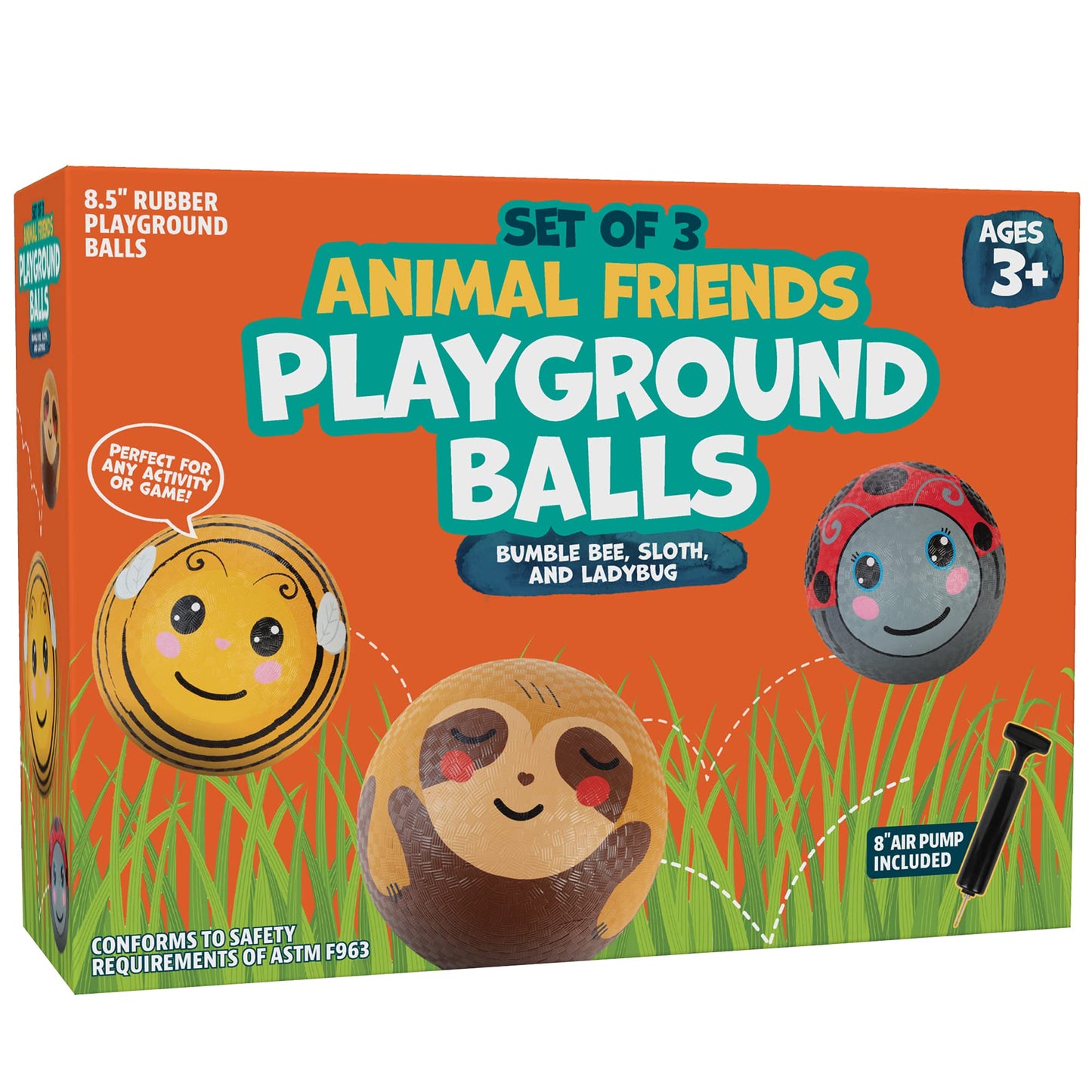 SCS Direct Playground Balls, 8.5 in Rubber Gaga Balls with Air Pump, 3 Pack
