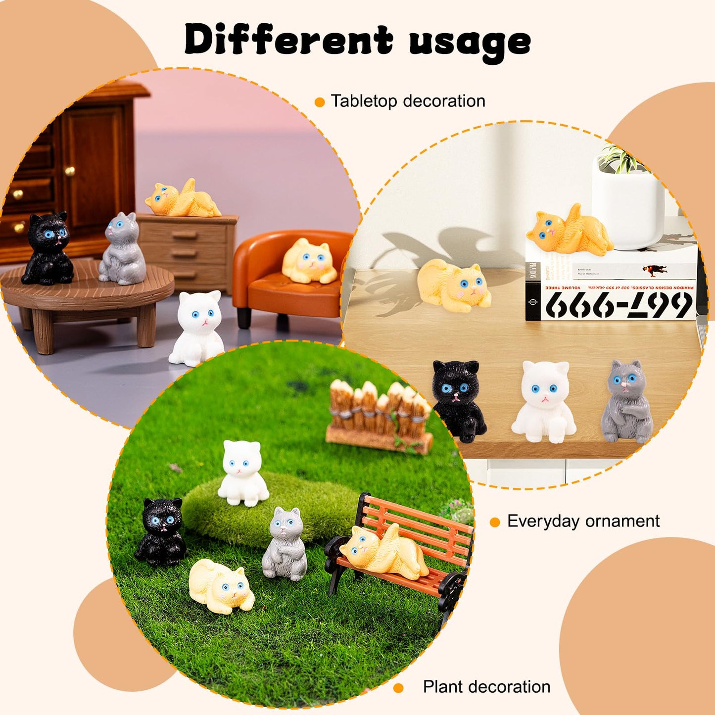 jrootouh 20 Pcs Mini Resin Cat Tiny Animal Miniature Figures for DIY Garden Dollhouse Animals Accessories Micro Landscape Aquarium Party Decor