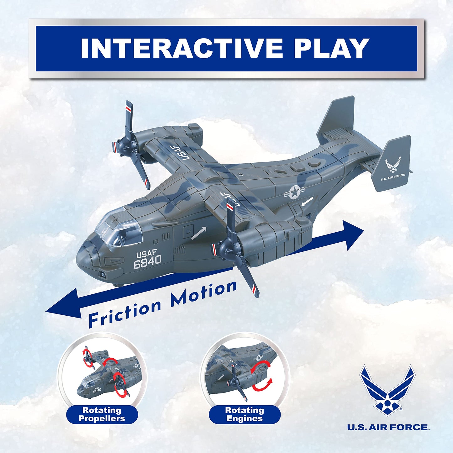 Lollipop United States Air Force Military Helicopter, V-22 Osprey Airplane, 1:72 Scale Aircraft Carrier Model, Battle/Rescue Helicopter Toy w/Sounds
