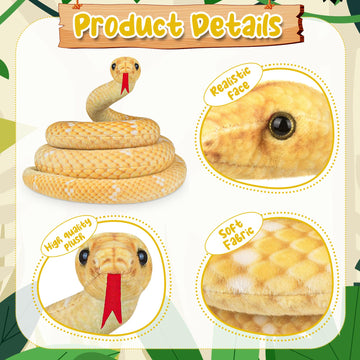 Hozzi Giant Boa Constrictor Large Stuffed Animal Snake Plush Realistic Toy 200cm / 80 Inches Lifelike Gifts for Kids Birthday Party Prank Props