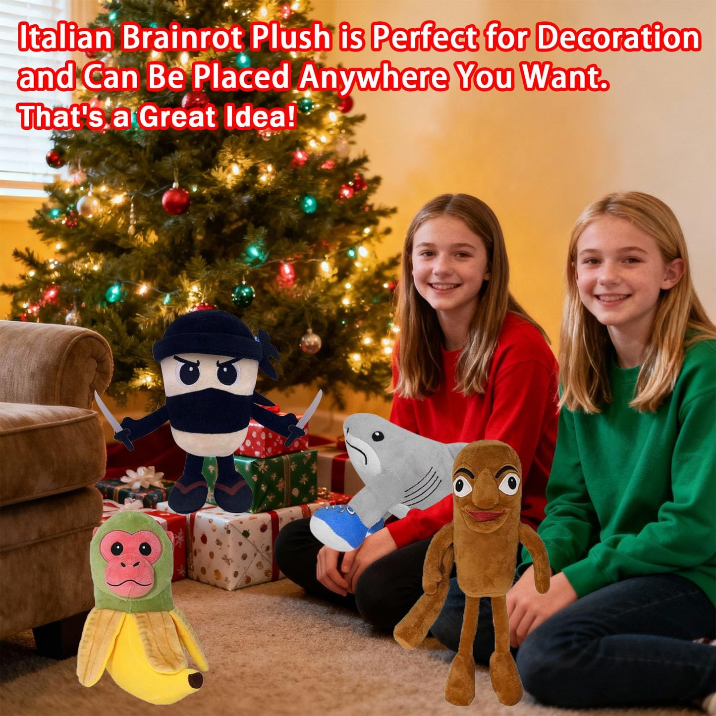 Italian Brainrot Inspired Plush Toy Tralalero Tralala Plush Soft Stuffed Dolls for Collectors, Funny Gift Ideas for Fans Room Decor (4PCS)