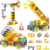 SHYMAGICRZ 74PCS Engineering Series Magnetic Tiles, Magnetic Construction Blocks - Build Excavator, Crane & Dump Truck, STEM Toys Gift Box for Ages