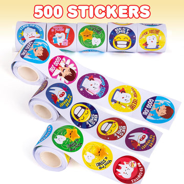 ArtCreativity Dental Sticker Rolls Assortment - Set Includes 500 Dental Themed Stickers - Dental Reward, Goodie Bag Fillers, Party Favors - Fun Craft