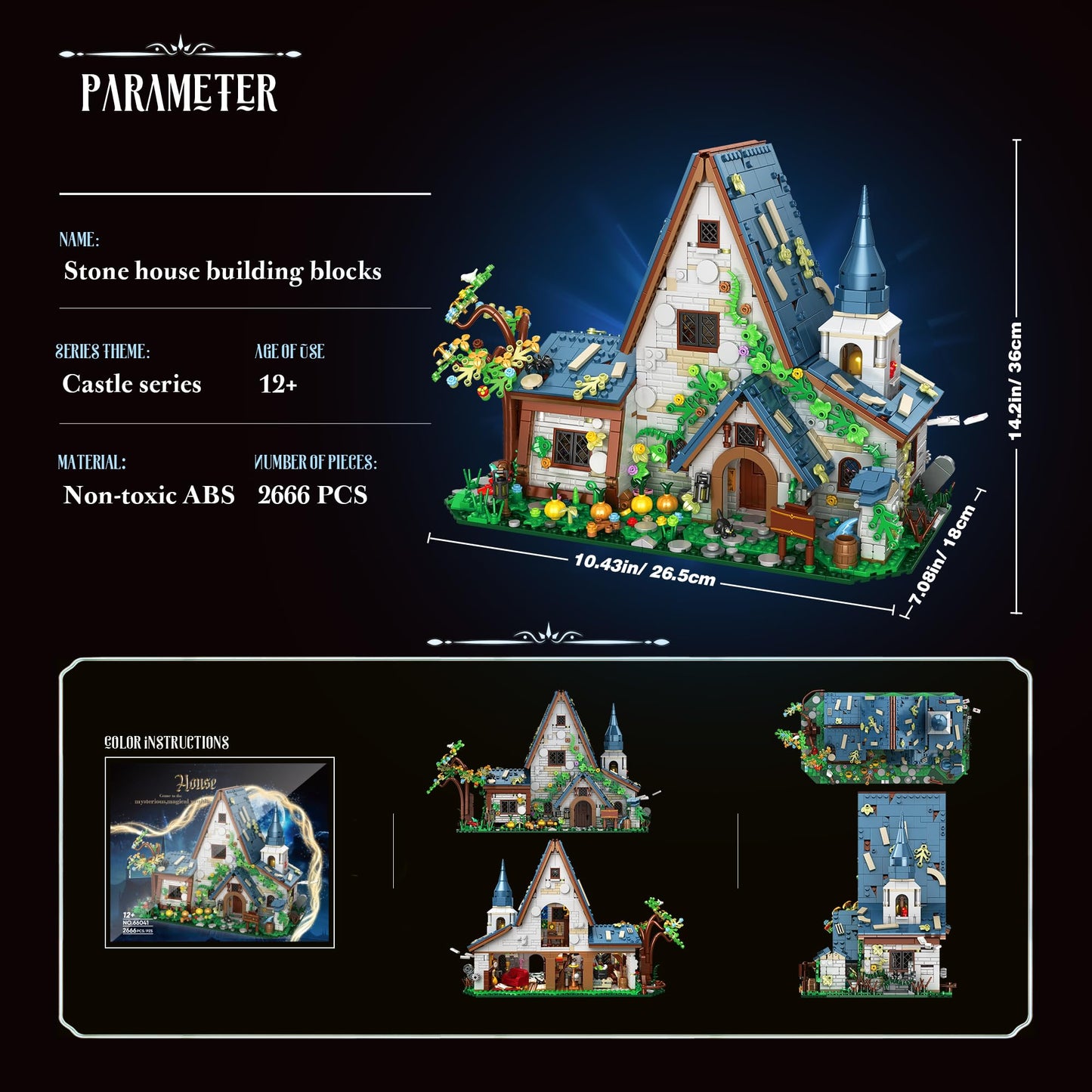 FliCineCrt Magic Stone House Building Block Set for Girl 8-12, Creator Architecture House Building Kit, Model House Toy for Kids, Gift Idea for Boys
