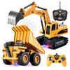 JOYIN 2 PCS Remote Control Construction Vehicle Toy Set, Friction-Powered RC Excavator & RC Dump Truck with Lights and Sounds for Imaginative Play