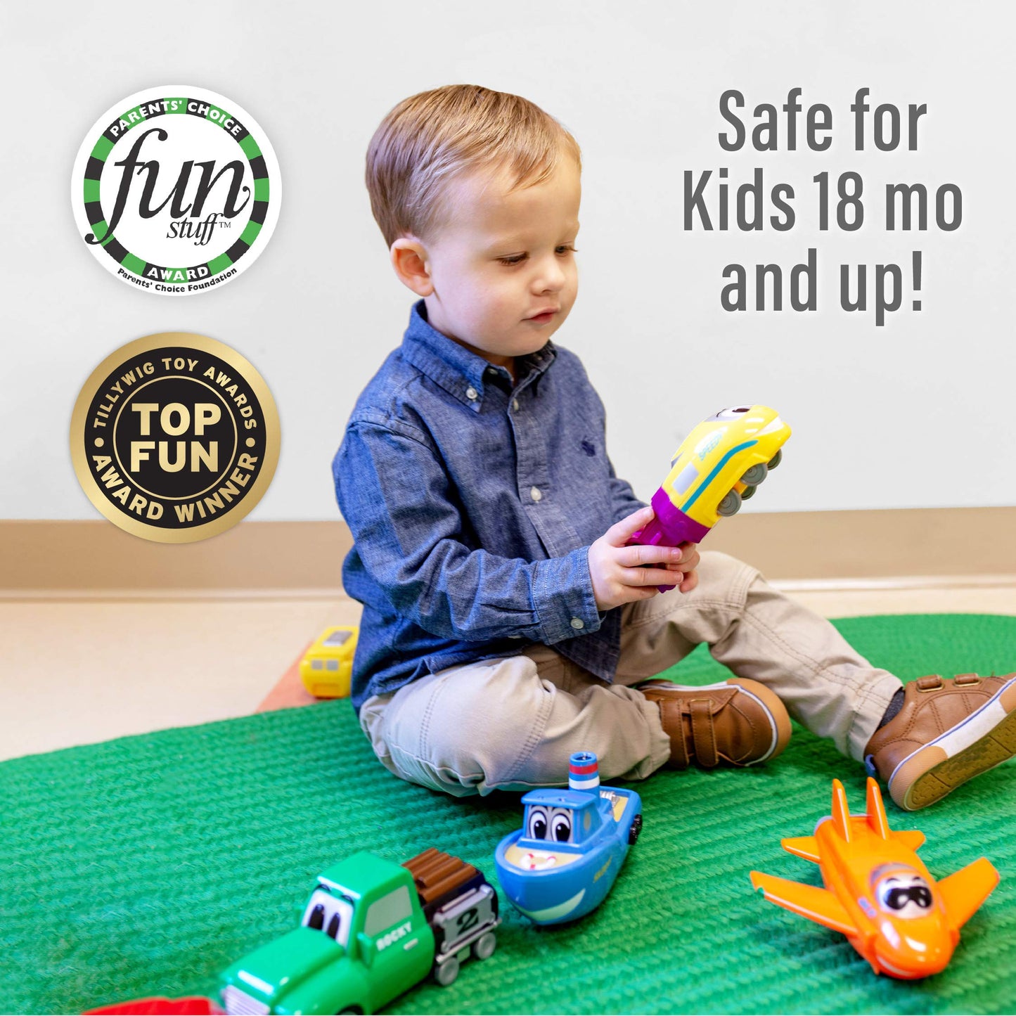 POPULAR PLAYTHINGS Magnetic Vehicles for Toddlers 1-3, Mix or Match Car Toys, Set of 4 Gift for Kids - Vehicles Junior 2