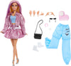 Barbie Deluxe Style Doll in Metallic Pink Barbiecore Skirt and Jacket, 4 Fashions, 4 Accessories, 4 Interchangeable Hands, 2 Shoes & Color Change Hair
