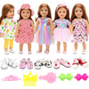 BARWA 18 inch Doll Clothes and Accessories 5 Sets Clothes Dress Outfits with 2 Pairs Shoes for 18 Inch Dolls