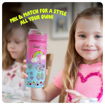 Dan&Darci Decorate Your Own Glow-in-the-Dark Water Bottle Kit for Girls - Birthday Gifts for Girl Ages 4-6 5-7 6-8 - 4 5 6 7 8 Year Old Birthday Gift