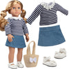 Dress Along Dolly Casual Spring Preppy Doll Outfit for 18" Dolls - Compatible w American Girl- Premium Handmade Clothes -4 Pc Set Includes Shirt