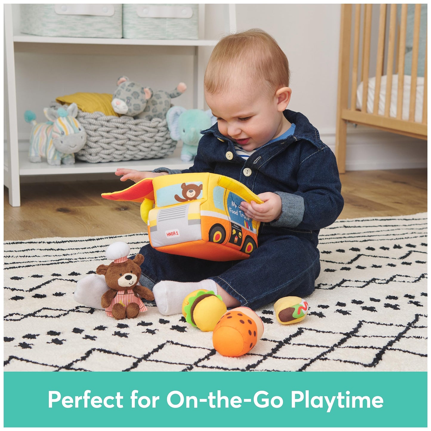 Baby GUND Play Soft Collection, My Little Food Truck 5-Piece Plush Playset with Rattle, Squeaker and Crinkle Sound Toys, Sensory Toy for Babies, 7.5”