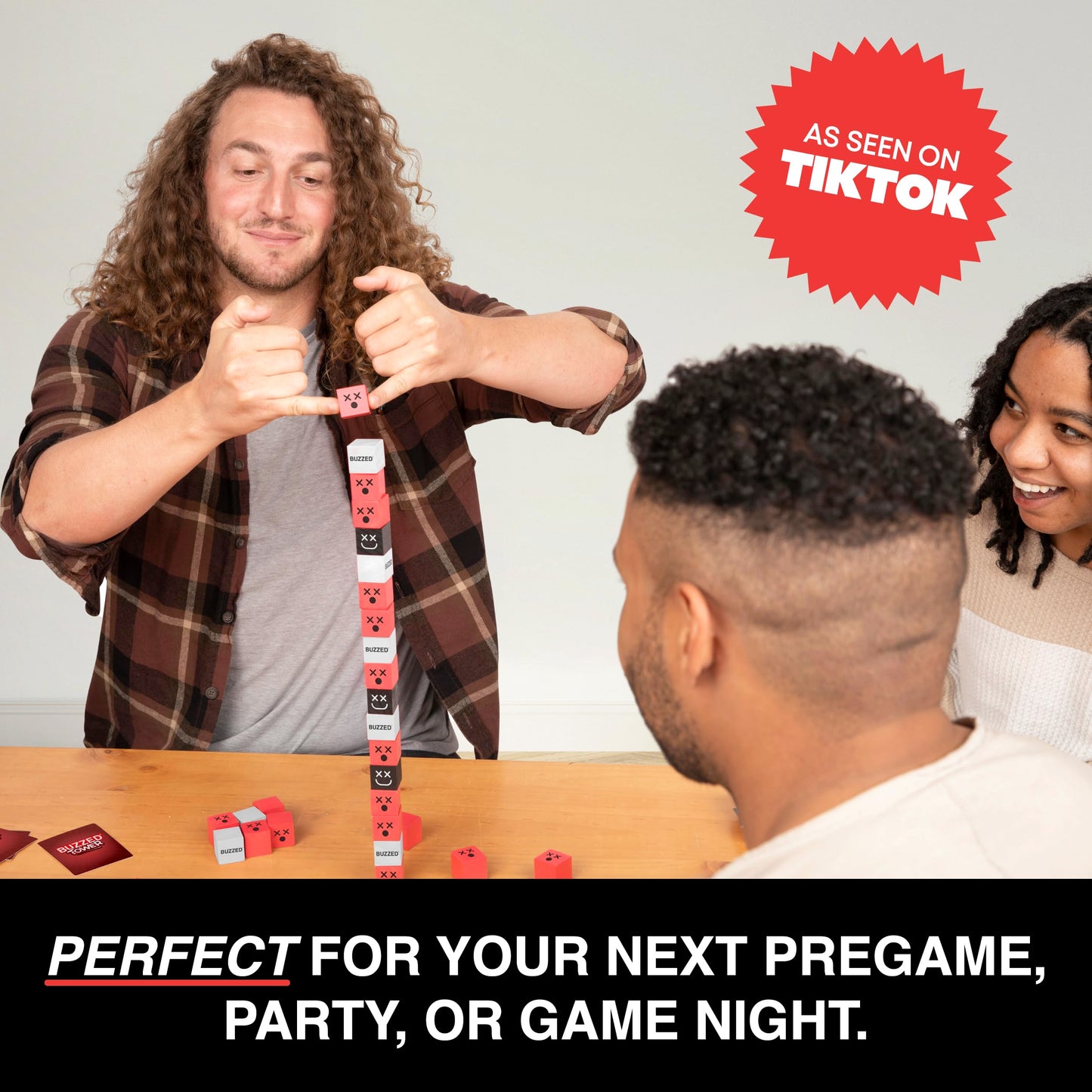 WHAT DO YOU MEME? Buzzed Tower: The Stack-and-Sip Drinking Card Game for Adults - Includes 30 Blocks, 80 Cards, and Big Laughs for Parties, Game