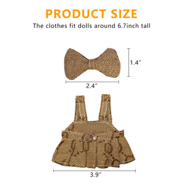 Treayes 17cm Doll Clothes - Princess Dress with Velvet Hair Bow, Party Outfits for 6.7 Inch Dolls, Luxury Chic Style Set, High-End Fashion Accessories