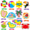 Summer Lacing Cards Sewing Kits For Kids 12 Pack Beach Theme Pool Party Decoration Double Sided Cardboard Lacing Playing Games for Boys Girls