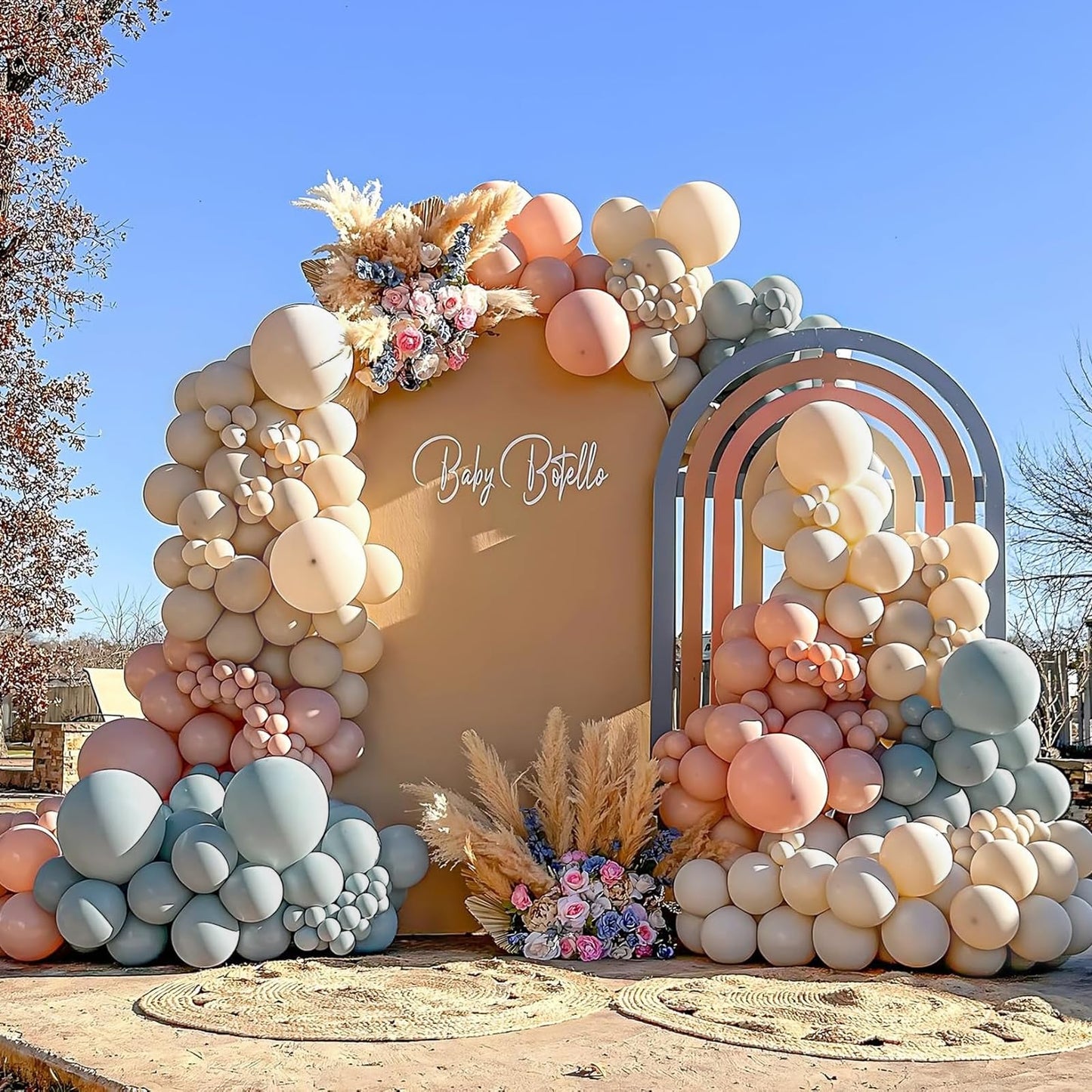 Gender Reveal Balloon Arch Kit 139Pcs Dusty Pink and Fog Blue Balloons White Sand Balloons for Boho Wedding Bride Anniversary Birthday Baby Shower